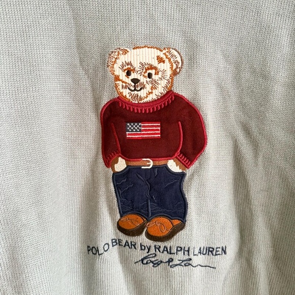Polo by Ralph Lauren Gray Crewneck Sweater with Bear Motif - Picture 11 of 12